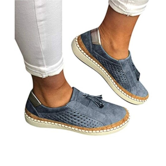 ⭐Blue Lightweight Faux Suede Tasseled Slip On Loafer Sneakers New!⭐ - Picture 10 of 12